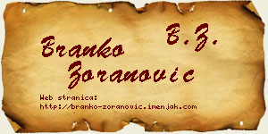 Branko Zoranović vizit kartica